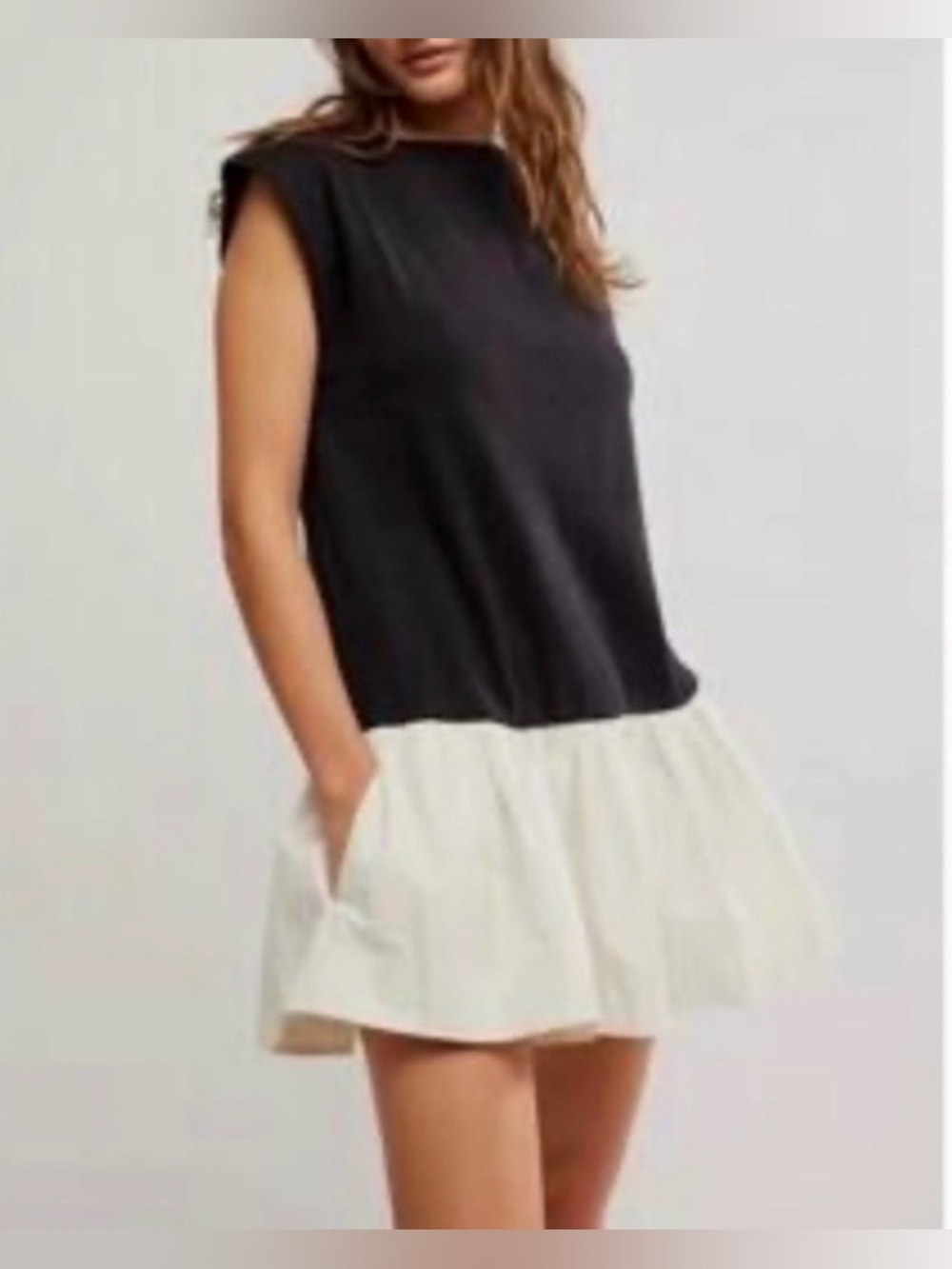 Free People Enya Sleeveless Black and White Ruffle Boho Summer Mini Dress XS